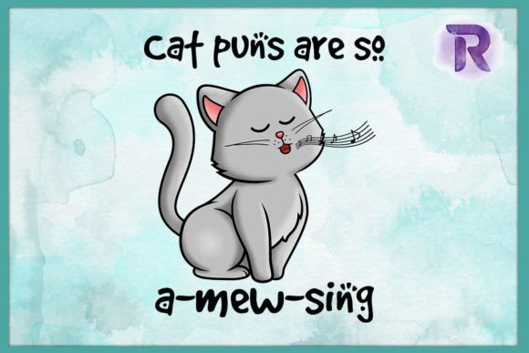 Animal Puns Cat a-Mew-Sing PNG