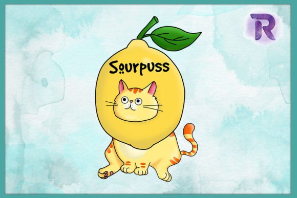 Animal Puns Sourpuss Cat Sour PNG