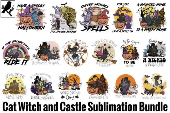 Cat Witch and Castle Sublimation Bundle
