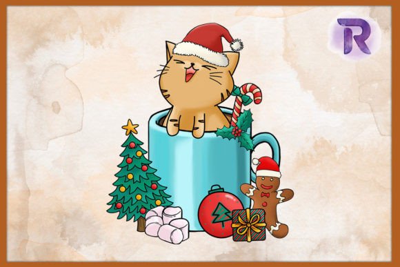 Christmas Hot Drinks Cute Cat Kitty