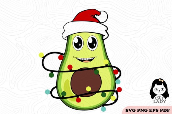 Cute Avocado Christmas SVG PNG