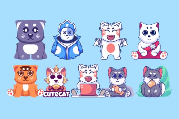 Cute Cat Cartoon Animal Bundle
