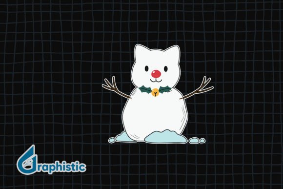Cute Cat Christmas Snowman