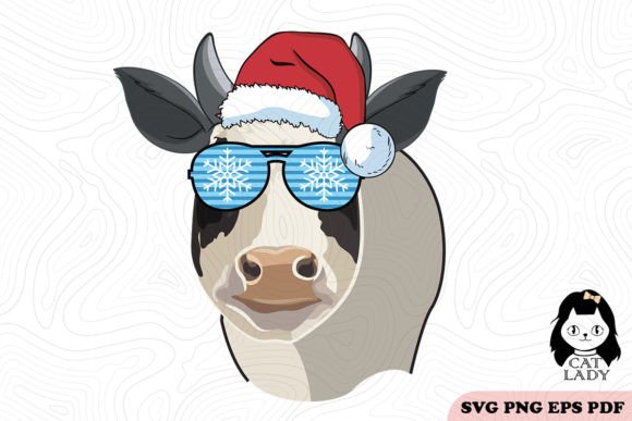 Cute Cow Christmas SVG PNG
