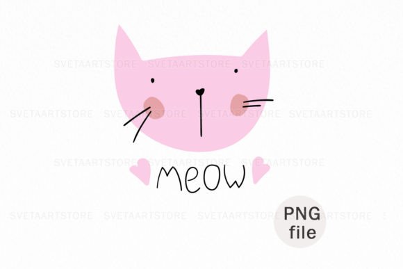 Cute Pink Baby Cat Sublimation PNG