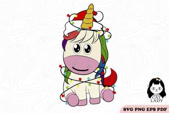 Cute Unicorn Christmas SVG PNG