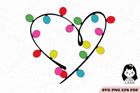 Heart Christmas Lights SVG PNG