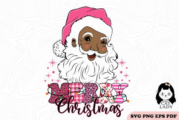 Merry Christmas Black Santa SVG PNG