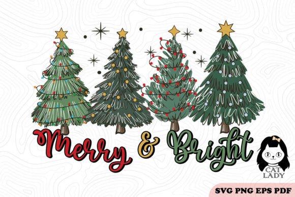 Merry Christmas Green Trees SVG PNG