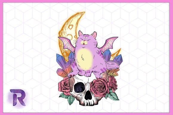 Pastel Goth Cute Fat Cat Halloween