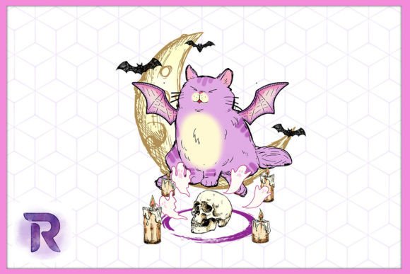 Pastel Goth Halloween Cat Funny Fat Cat
