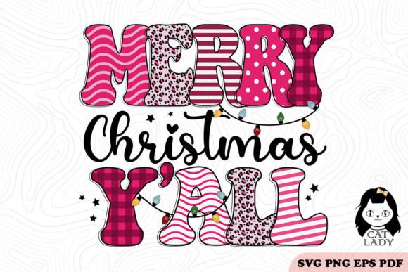 Pink Merry Christmas Y All SVG PNG